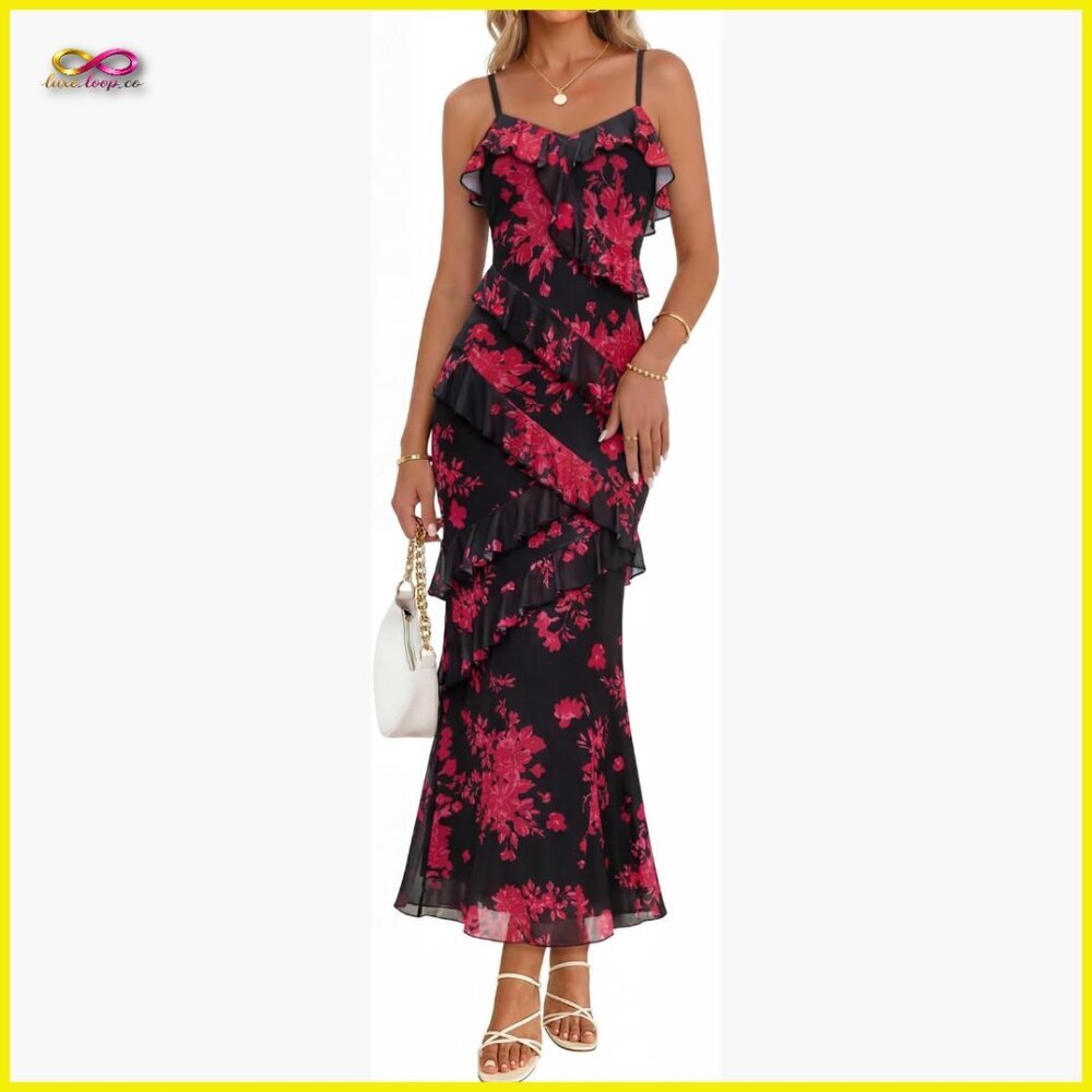Floral Maxi Dress Bodycon Formal Cocktail Wedding Guest Boho Summer